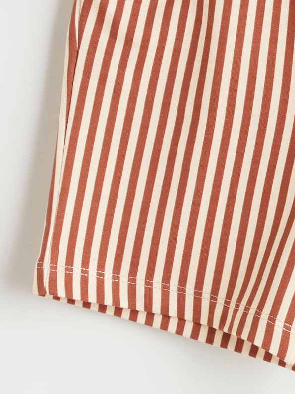 LCW Kids Beige Elastic Waist Striped Boy's Shorts