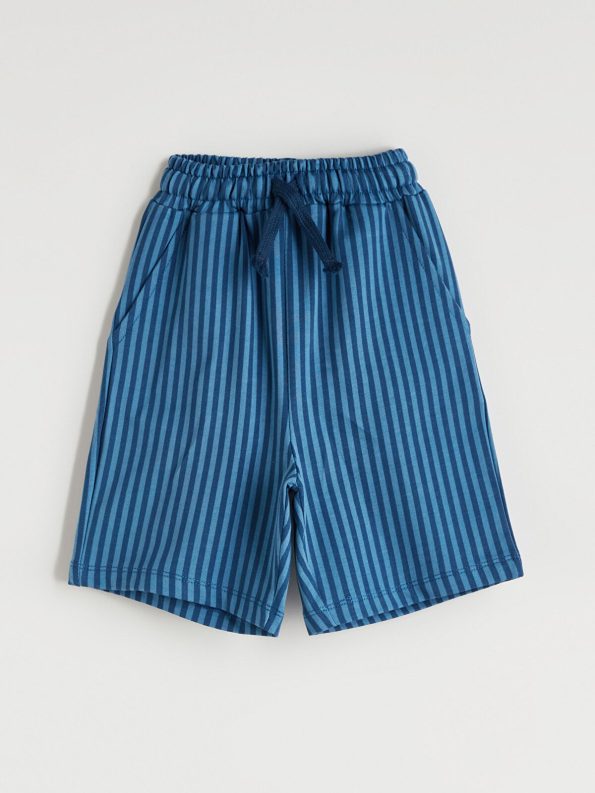 LCW Kids Blue Striped Elastic Waist Boys Shorts