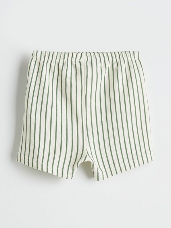 LCW Baby Cream Elastic Waist Cotton Boy Shorts Set of 2