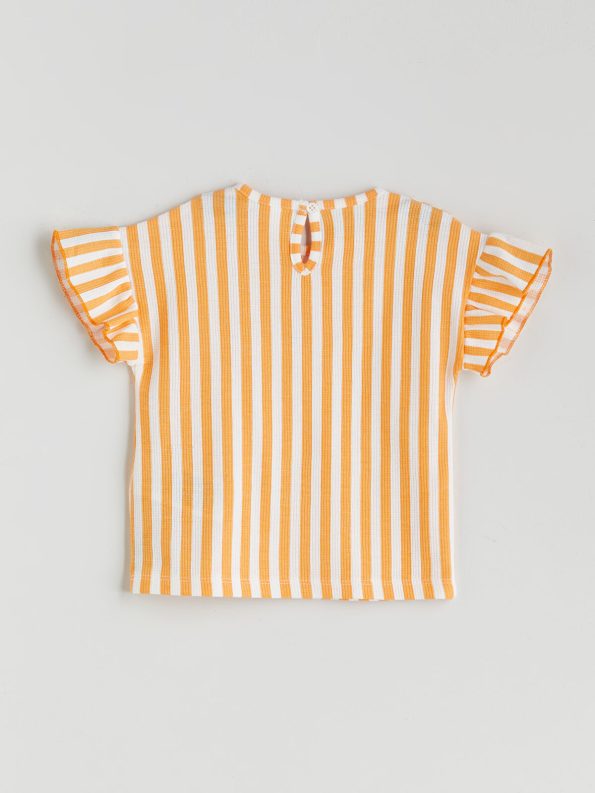 LCW Kids Orange Floral Girls T-Shirt and Shorts Set