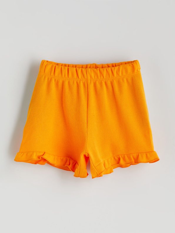 LCW Kids Orange Floral Girls T-Shirt and Shorts Set