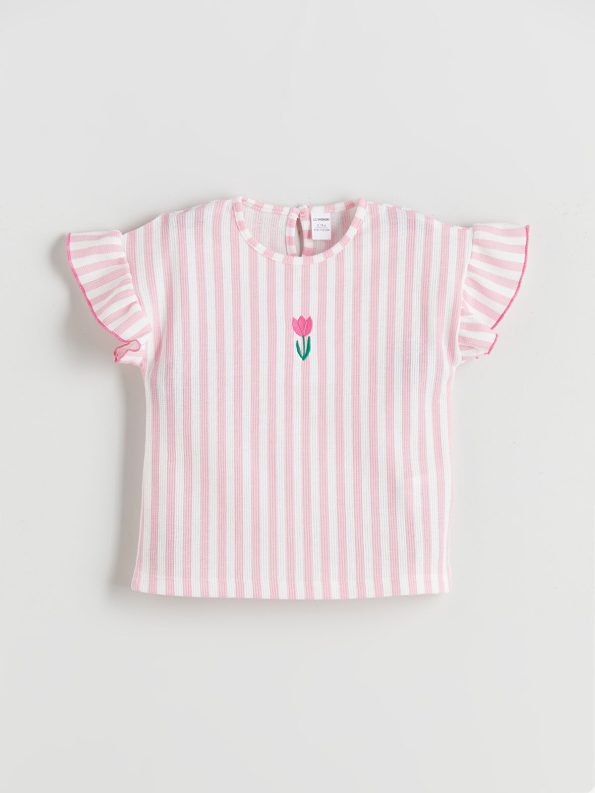 LCW Kids Pink Floral Girls T-Shirt and Shorts Set