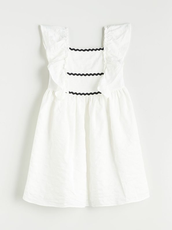 LCW Kids Cream Square Neck Dress for Girls