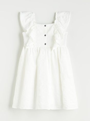 LCW Kids Cream Square Neck Dress for Girls