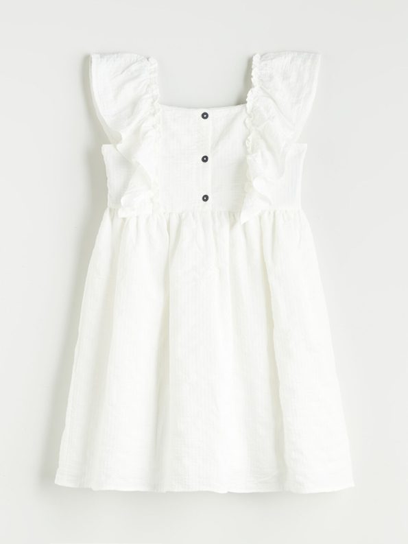 LCW Kids Cream Square Neck Dress for Girls