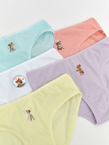 LCW Kids Pink Printed Girls' Panties Set of 5