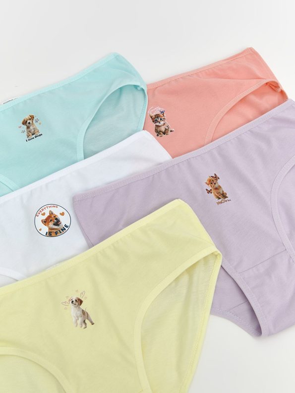 LCW Kids Pink Printed Girls' Panties Set of 5