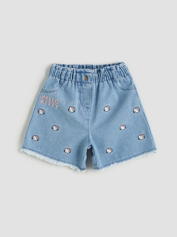 LCW Kids Blue Hello Kitty Embroidered Girls Shorts