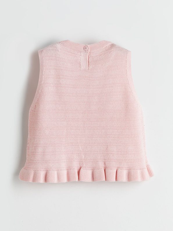 LCW Kids Pink Heart Print Sweater and Shorts Set