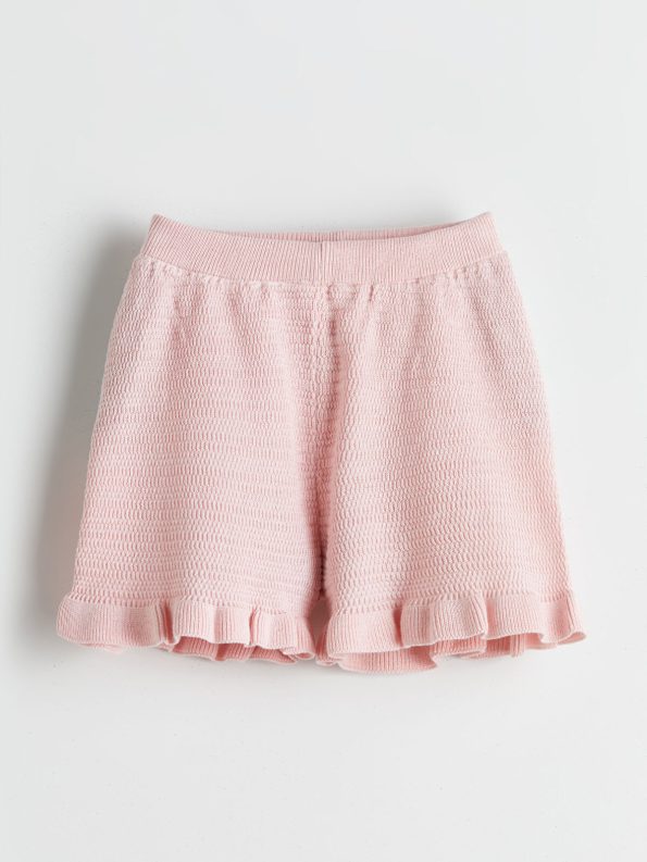 LCW Kids Pink Heart Print Sweater and Shorts Set