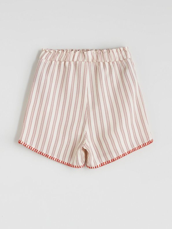 LCW Kids Cream Elastic Waist Linen Blend Girls Shorts