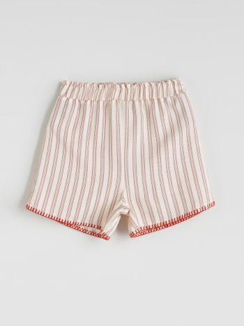 LCW Kids Cream Elastic Waist Linen Blend Girls Shorts