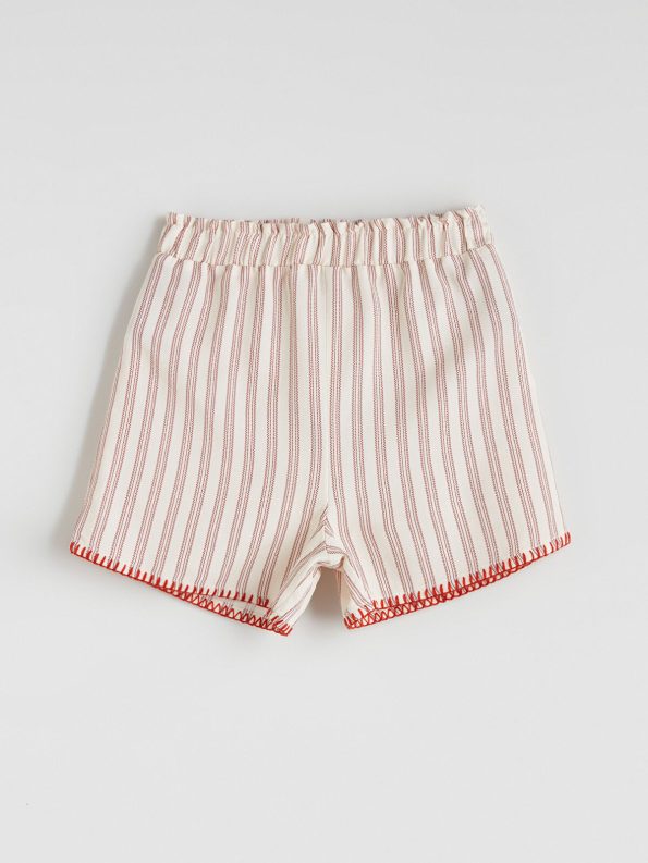 LCW Kids Cream Elastic Waist Linen Blend Girls Shorts