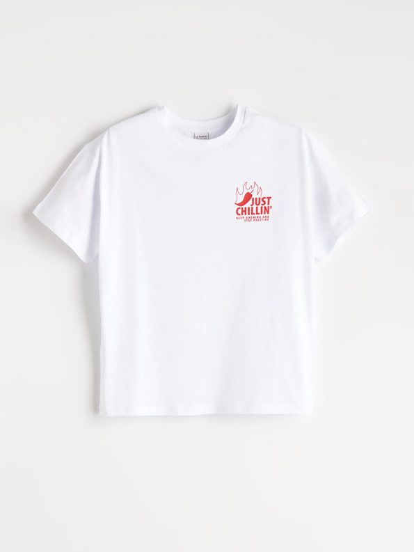 LCW Kids Cream Short Sleeve T-Shirt for Girls