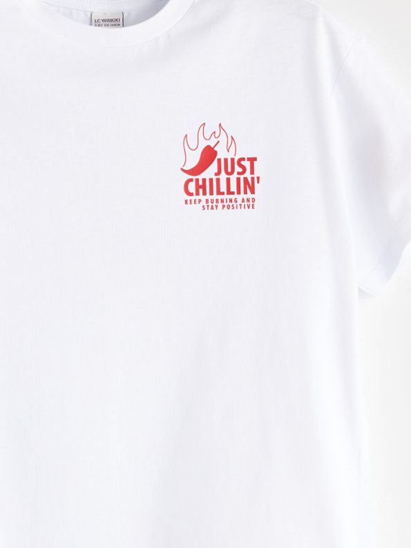 LCW Kids Cream Short Sleeve T-Shirt for Girls