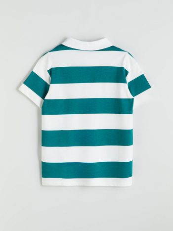 LCW Kids Green Striped Polo Shirt for Boys