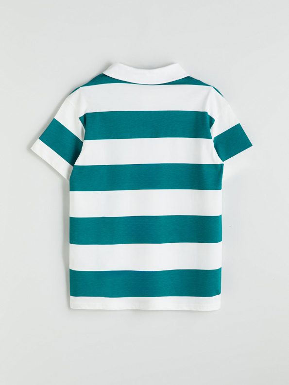 LCW Kids Green Striped Polo Shirt for Boys
