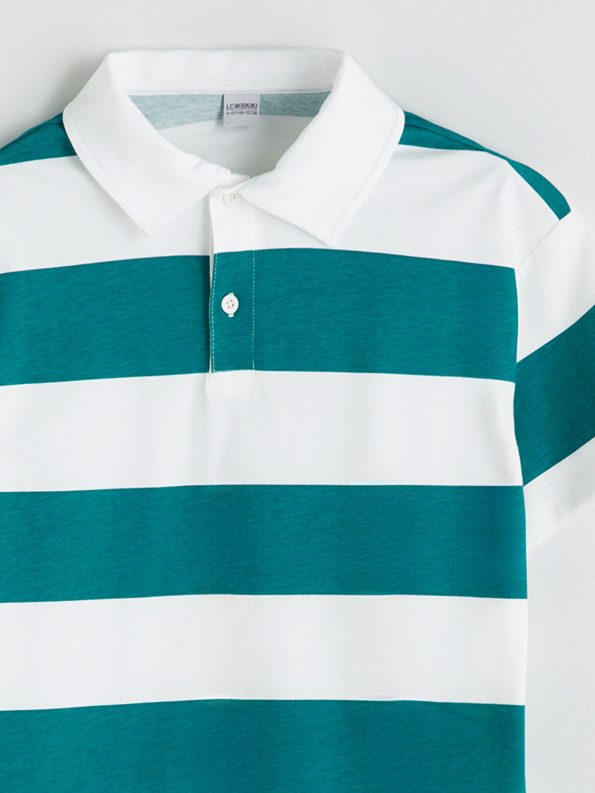 LCW Kids Green Striped Polo Shirt for Boys
