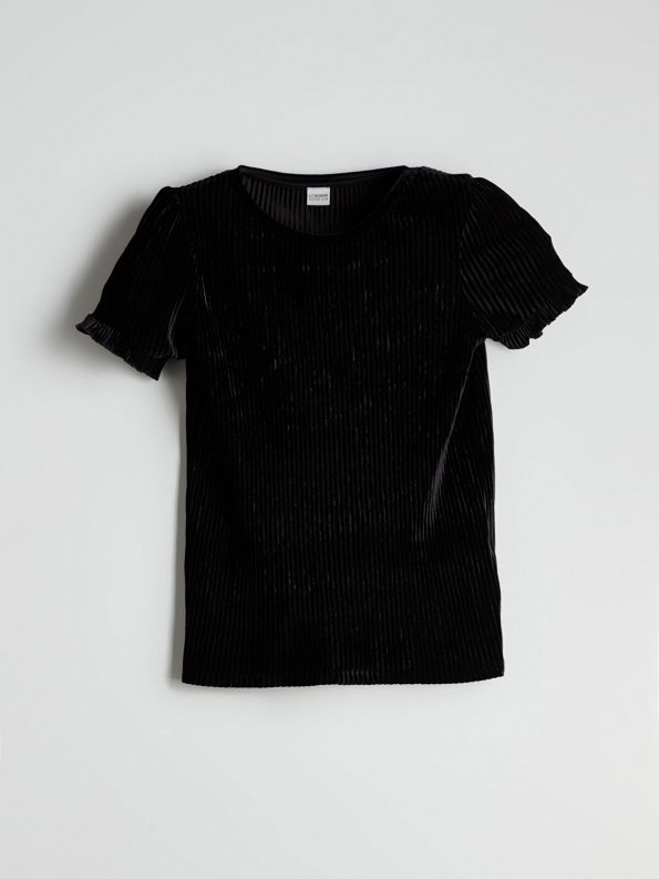 LCW Kids Black Crew Neck T-Shirt for Girls