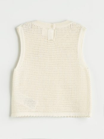 LCW Kids Cream Ribbon Detail Girls' Knitted Sweater