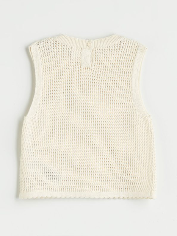 LCW Kids Cream Ribbon Detail Girls' Knitted Sweater