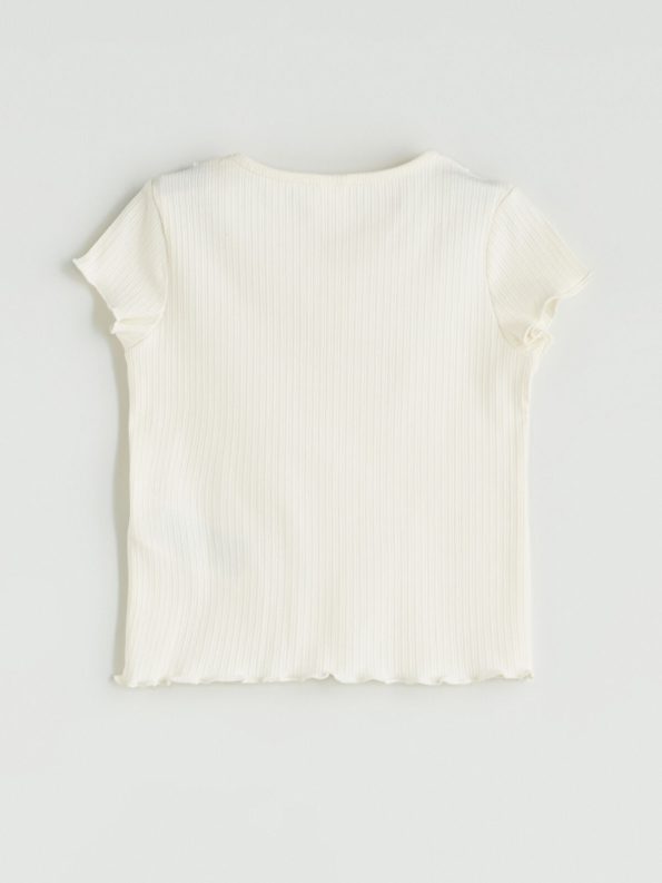 LCW Kids Ecru Basic Short Sleeve T-Shirt for Girls