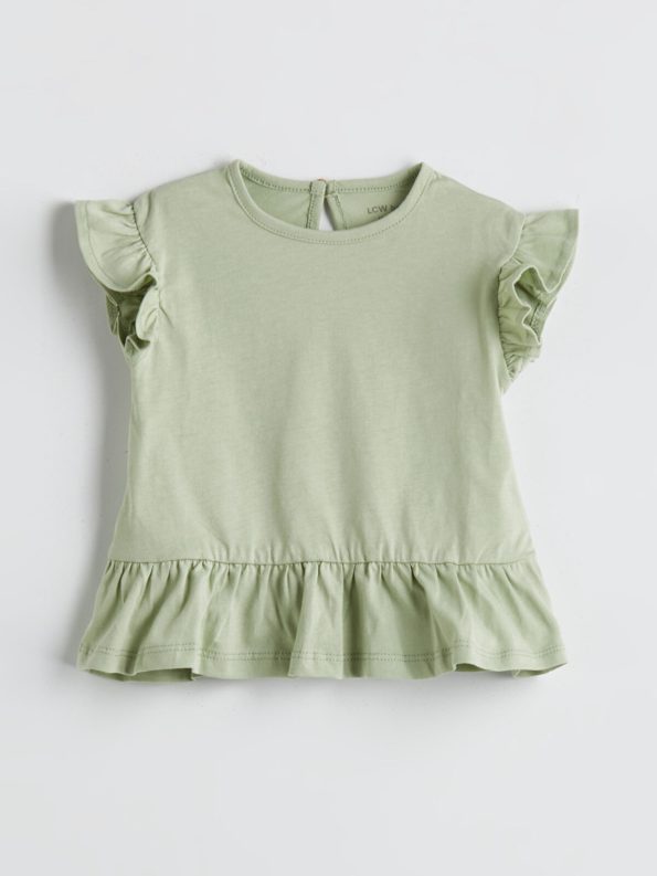 LCW Baby Green Girls' T-Shirt and Floral Leggings Set