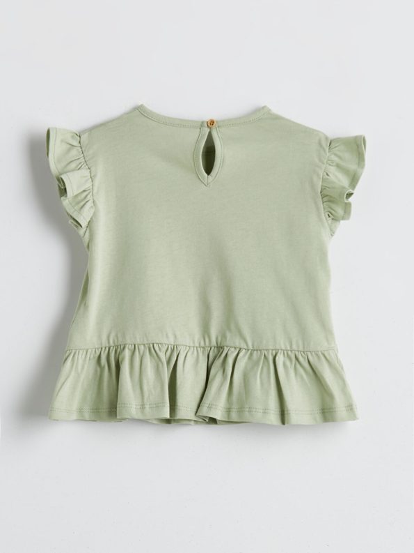 LCW Baby Green Girls' T-Shirt and Floral Leggings Set
