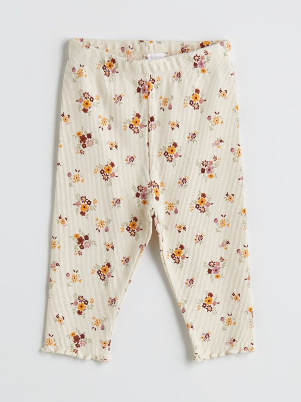 LCW Baby Green Girls' T-Shirt and Floral Leggings Set