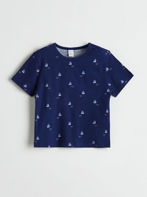 LCW Baby Navy Printed Boys T-Shirt and Shorts Set