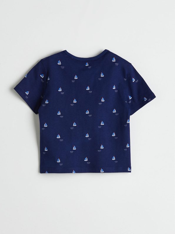 LCW Baby Navy Printed Boys T-Shirt and Shorts Set