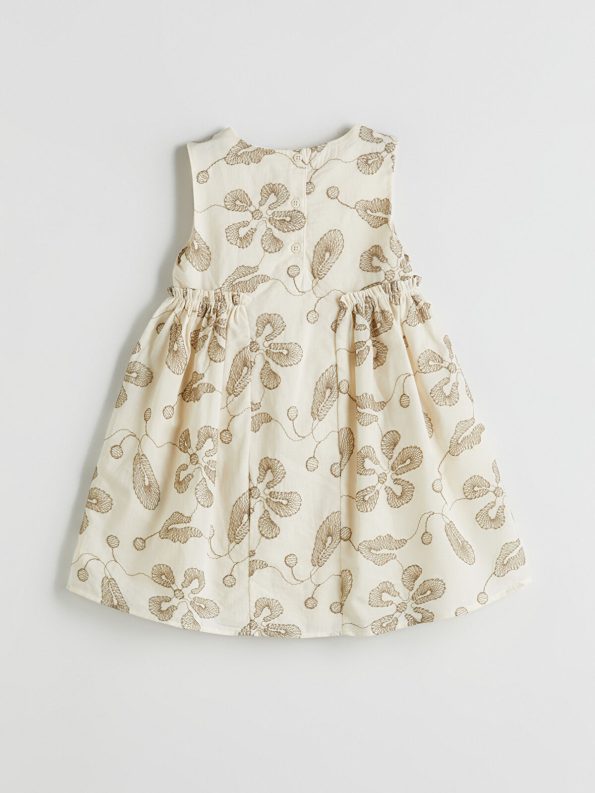LCW Kids Cream Floral Embroidered Dress