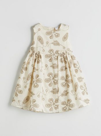 LCW Kids Cream Floral Embroidered Dress