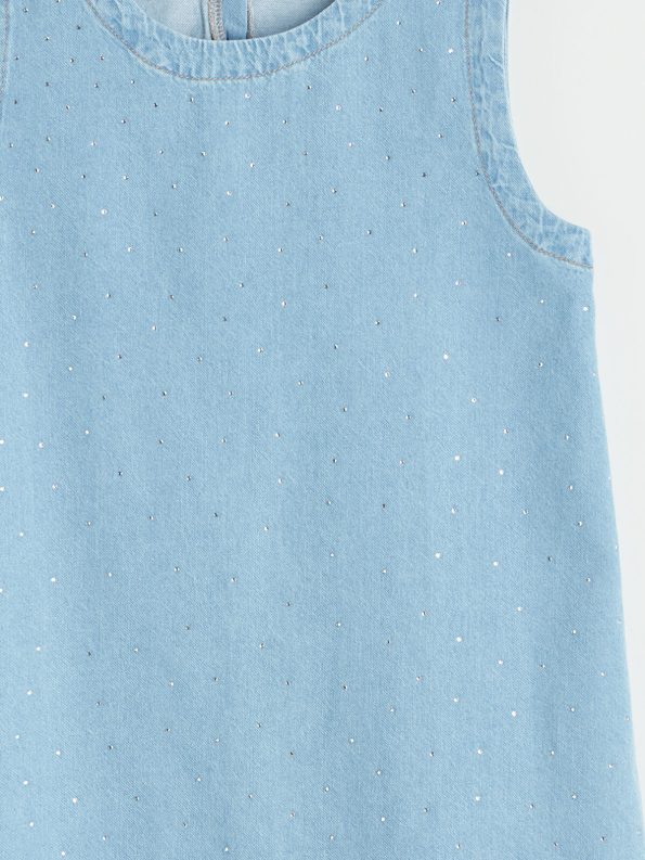 LCW Kids Indigo Stone-Embellished Jean Dress for Girls