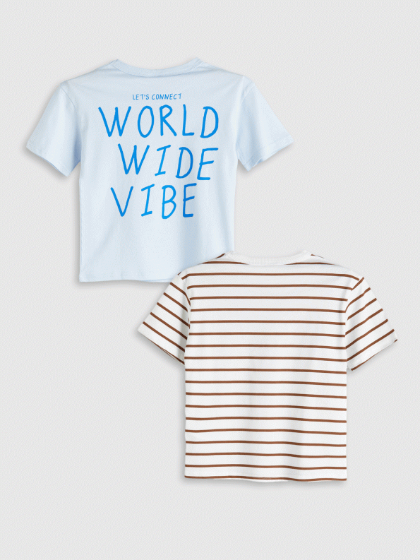 LCW Kids Blue Crew Neck Boys T-Shirt Set