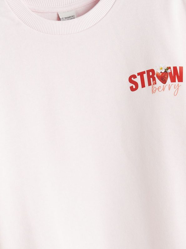 LCW Kids Pink Crew Neck Sweatshirt and Shorts Set