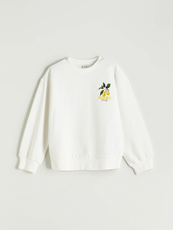 LCW Kids Cream Crew Neck Girls' Sweatshirt and Shorts Set