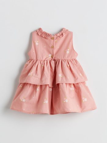 LCW Baby Pink Floral Cotton Dress for Girls