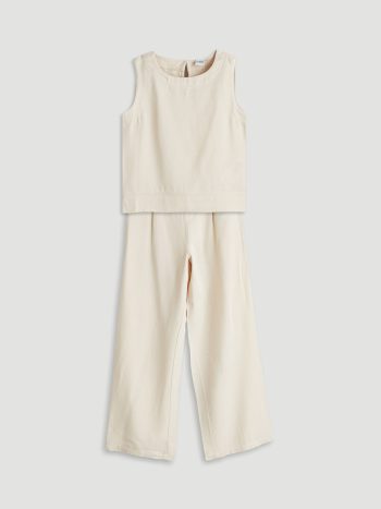 Girls' Linen Blend Blouse and Pant Set