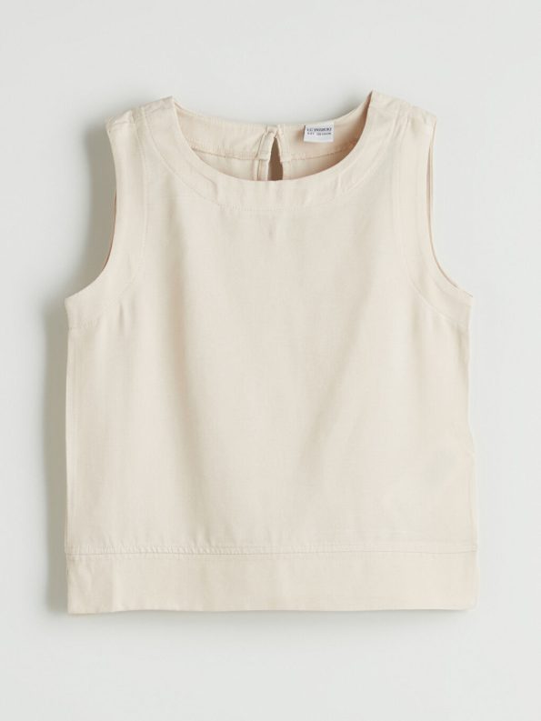 Girls' Linen Blend Blouse and Pant Set