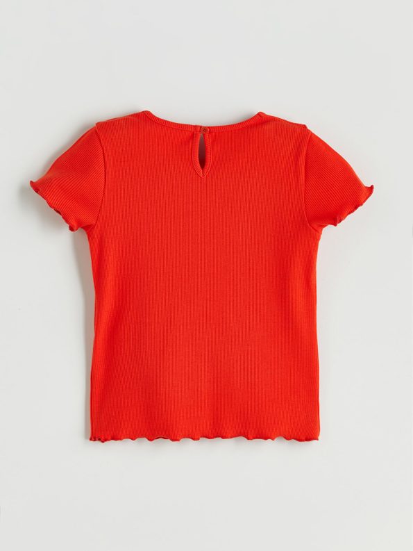 LCW Kids Orange Bicycle Neck Bow T-Shirt Set for Girls