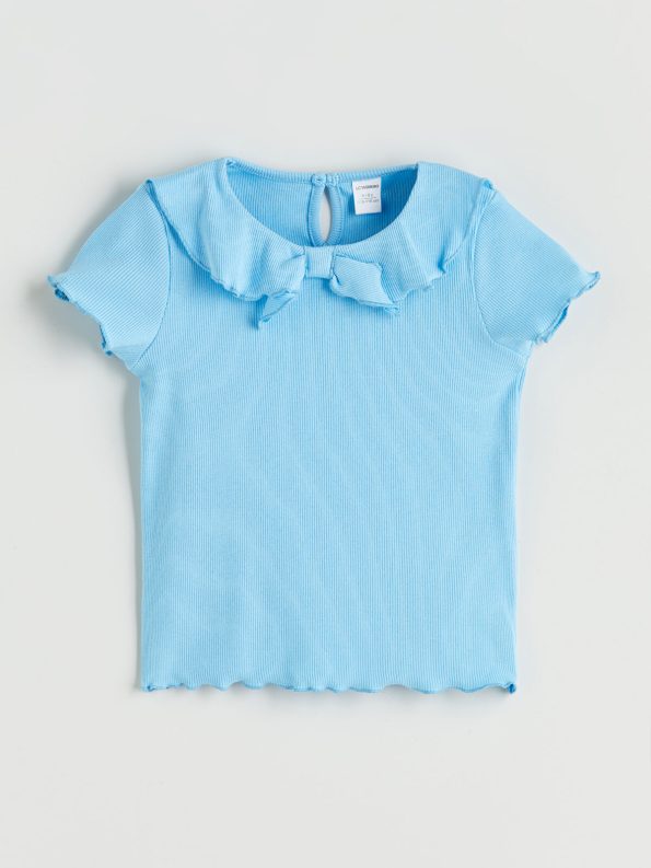 LCW Kids Orange Bicycle Neck Bow T-Shirt Set for Girls