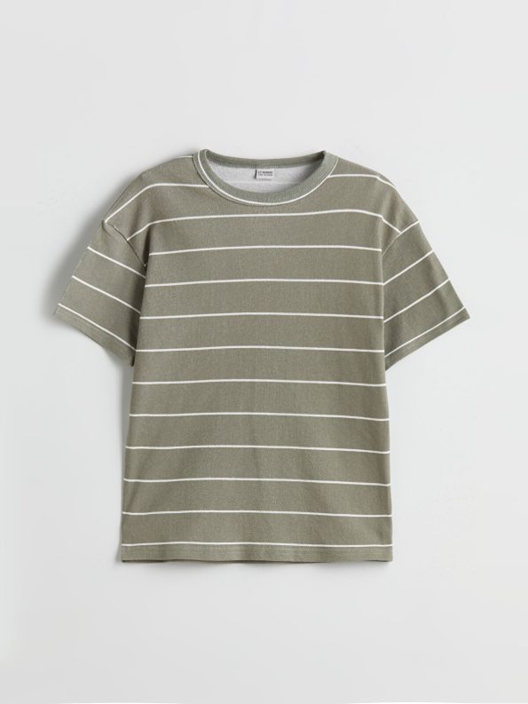 LCW Kids Green Crew Neck T-Shirt for Boys