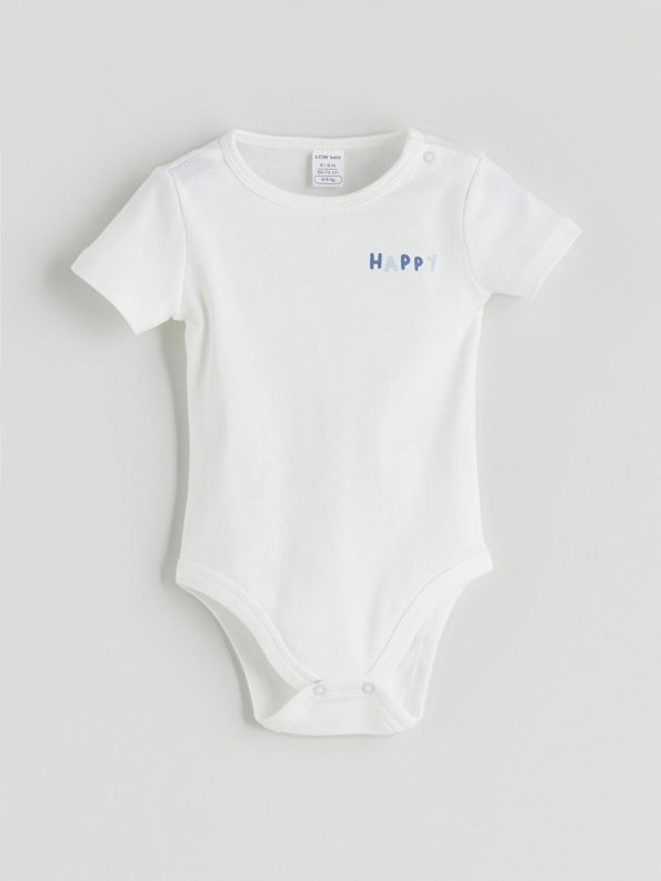 LCW Baby Cream Printed Baby Boy Bodysuit and Leggings Set
