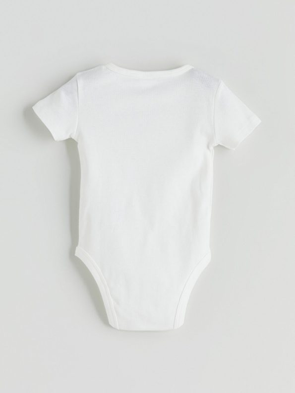 LCW Baby Cream Printed Baby Boy Bodysuit and Leggings Set