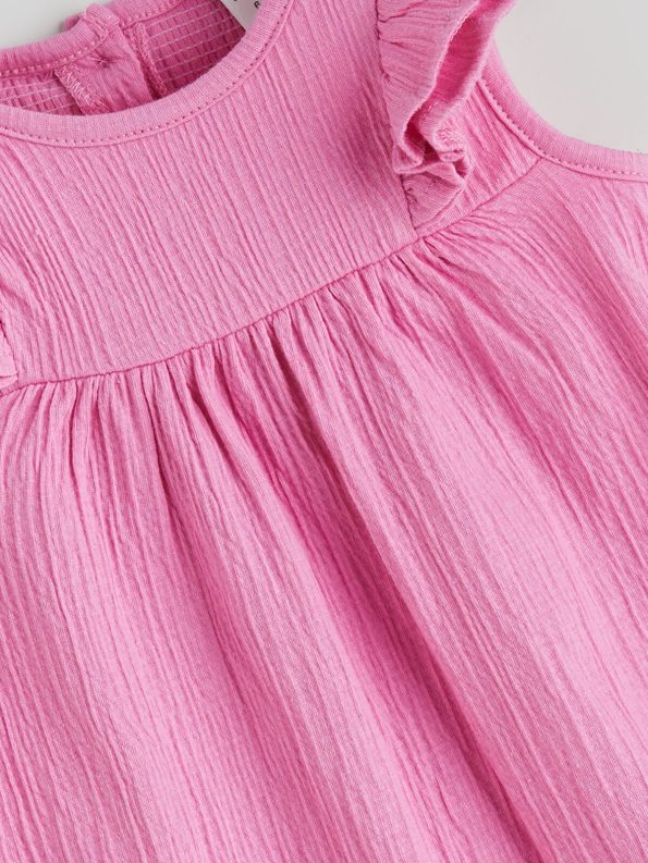 LCW Baby Pink Short Sleeve Basic Romper for Girls