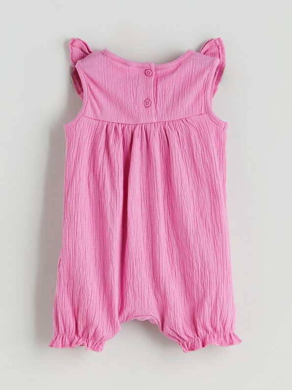 LCW Baby Pink Short Sleeve Basic Romper for Girls