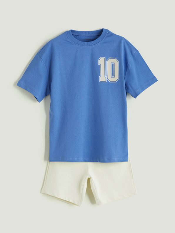 LCW Kids Blue Printed Boys T-Shirt and Shorts Set