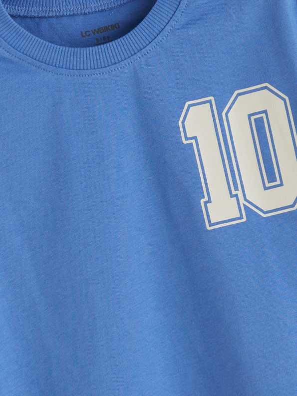LCW Kids Blue Printed Boys T-Shirt and Shorts Set