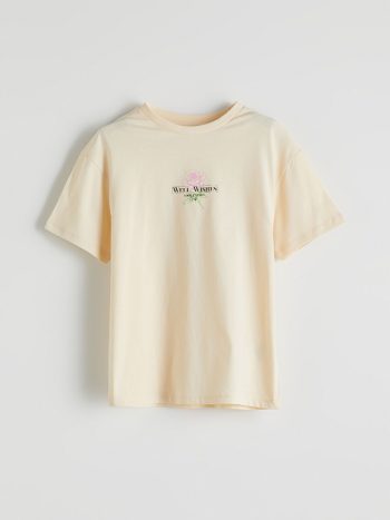 LCW Kids Yellow Crew Neck T-Shirt for Girls